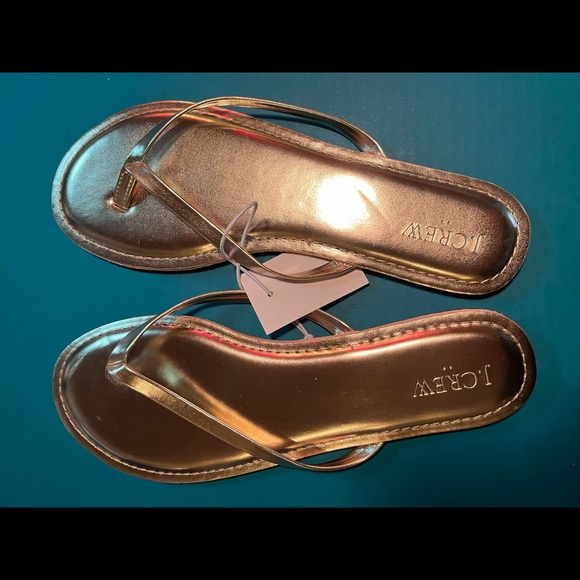 J Crew size 10 gold flat flip flops *Brand new with tags*